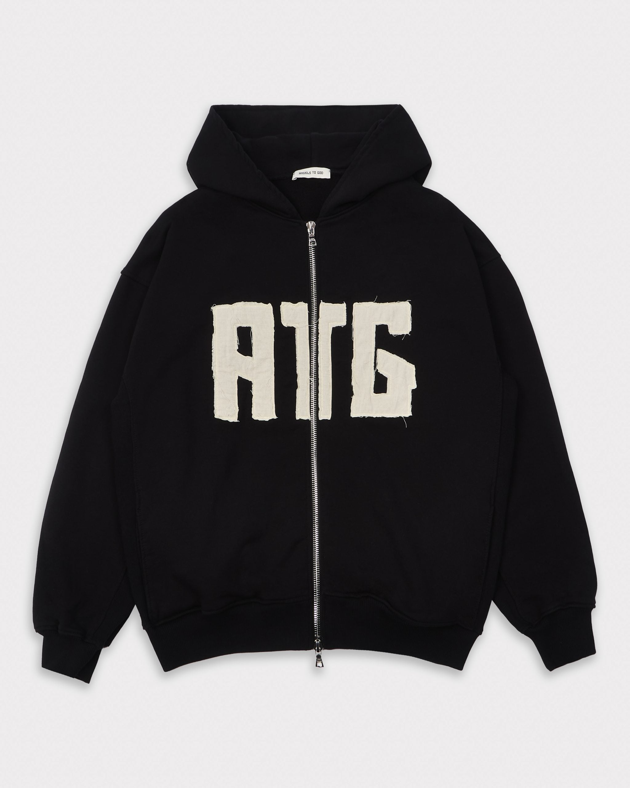ATG APPLIQUÉ ZIPPED HOODIE BLACK image 0